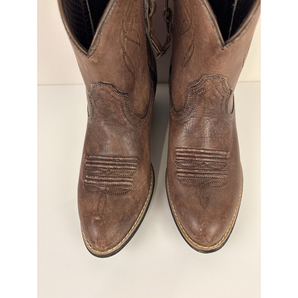 Ariat Women’s Brown Leather Western Ankle Boots Zip US 6.5 EU 37 - Picture 4 of 8